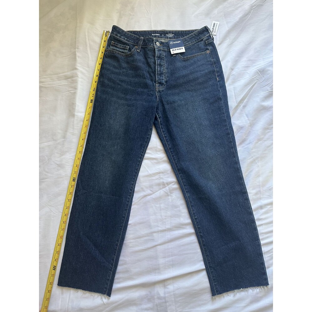 Old Navy OG Straight High Rise Jeans Womens 10 Button Fly Raw Hem Stretch NWT